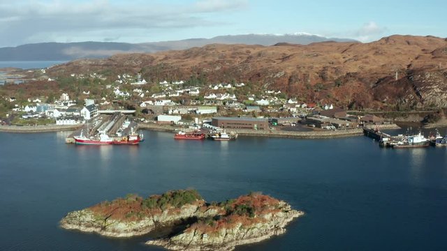 Kyle of Lochalsh aerial view, Skye, UK.