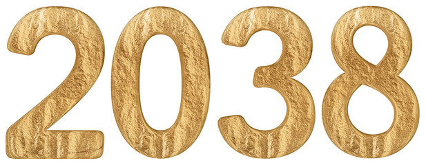 Inscription 2038, isolated on white background, 3d render