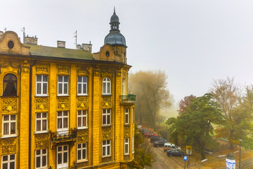 Naklejka premium KRAKOW, POLAND - OCTOBER 18, 2018: Krakow popular cityscapes at autumn. Second largest and one of the oldest cities in Poland was official capital until 1596.