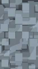 Abstract gray elegant cube geometric background. Chaotically advanced rectangular bars. 3D Rendering, 3D illustration