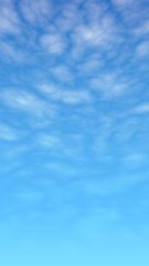 Cumulus white clouds in the clear blue sky in the morning. Blue sky background with white clouds. 3D illustration