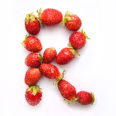 Letter R of the English alphabet from strawberry
