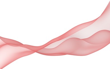 Abstract light red wave. Bright light red ribbon on white background. Abstract red smoke. Light red scarf. Raster air background. 3D illustration