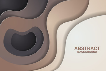 Abstract background design with brown paper cut shapes. Paper cut vector illustration for banner, presentation, and invitation. Paper art and craft style.