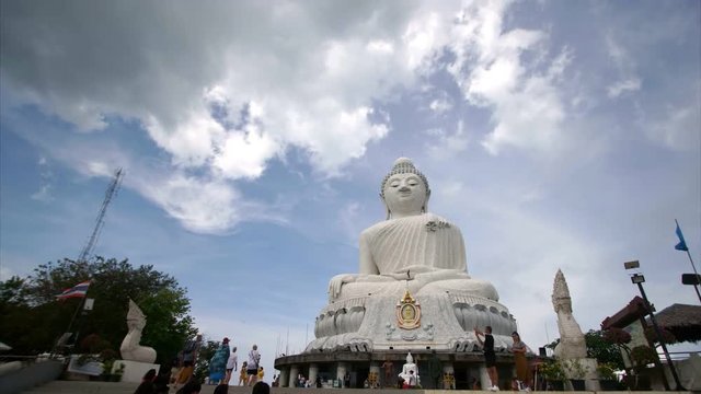 Giant Buddha statue on hill top in Phuket, Thailand. 
