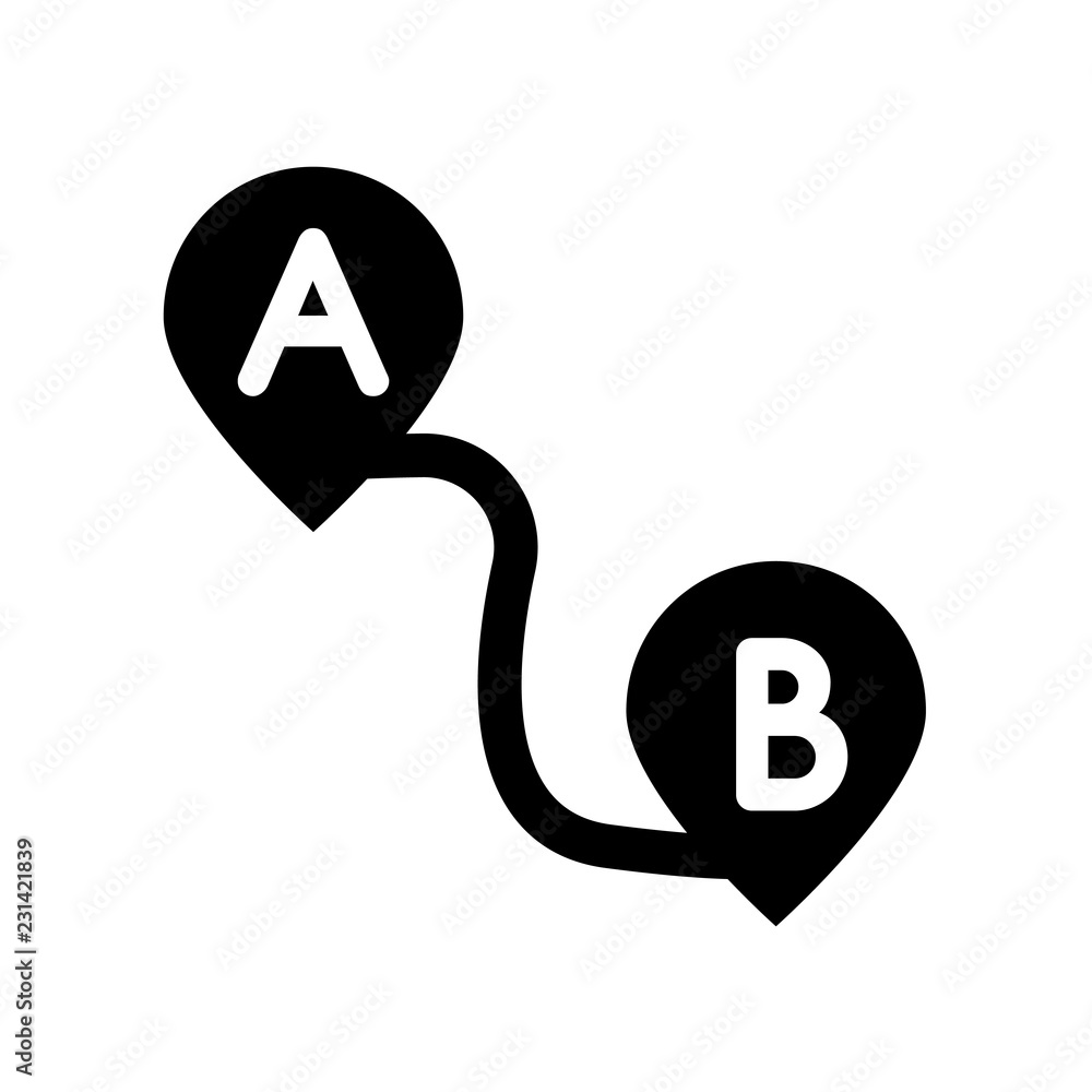 Poster path a to b icon. trendy path a to b logo concept on white background from maps and locations collec