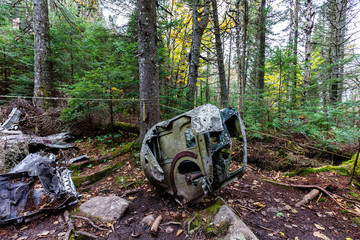 St Donat, Quebec, Canada October 5, 2018: Memorial of the 1943 Saint-Donat Liberator III Crash. The crash on the black mountain killed 24 people‍, the worst accident in Canadian military aviation.