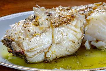 Baked cod with olive oil
