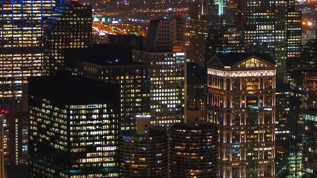 Time-lapse of the Chicago cityscape at night from high above
