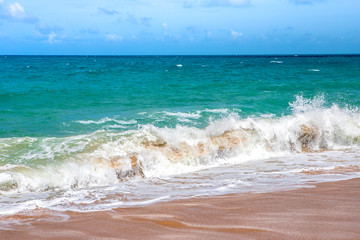 waves crashing on the beach