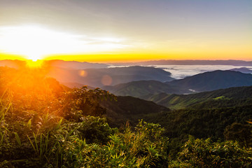 Obraz na płótnie Canvas landscape Mountain with sunset in Nan Thailand