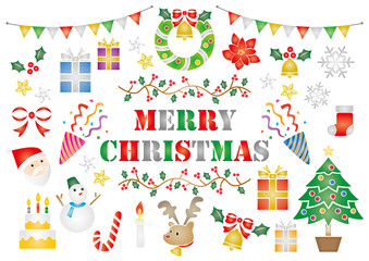 クリスマスイラスト素材セット（ステンシル風）