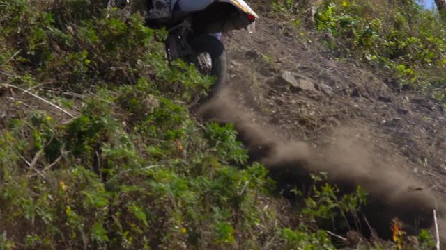 Superslowmotion shot of an enduro motorcycle race