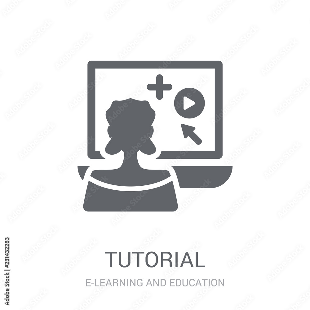Poster tutorial icon. trendy tutorial logo concept on white background from e-learning and education collec