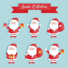 Santa claus collection for Christmas card vector illustration.