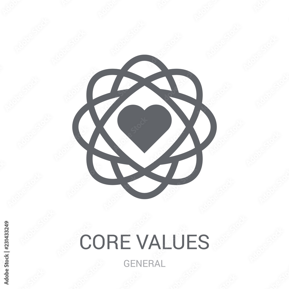 Poster core values icon. trendy core values logo concept on white background from general collection