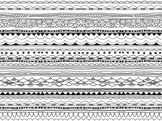 Seasonal ornaments. Doodle patterns. Decorative design elements. Ribbons, borders, dividers, patterns set. Hand drawn brush strokes, lines collection