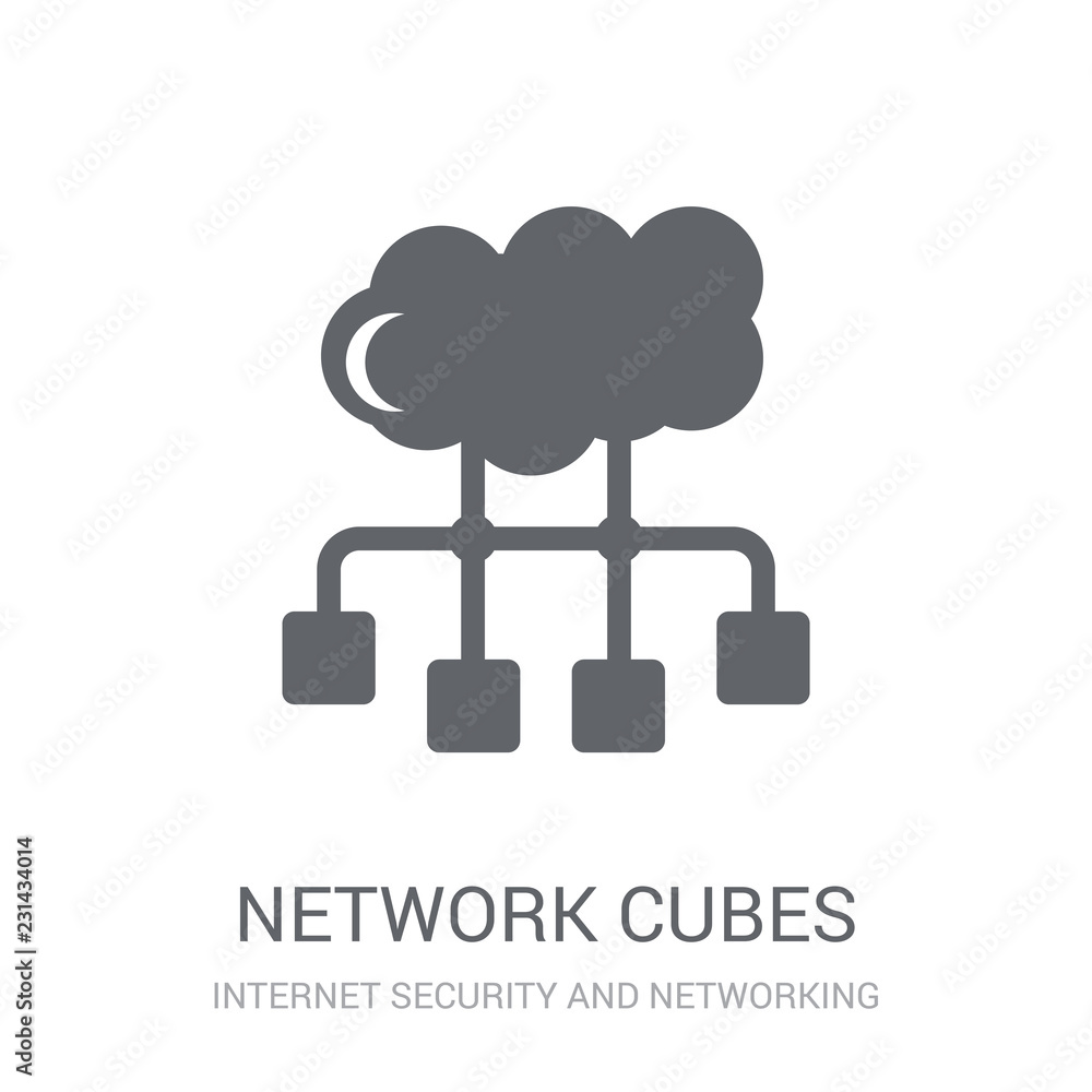 Poster network cubes icon. trendy network cubes logo concept on white background from internet security and