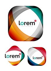 Set of geometric shape convergence logo design templates