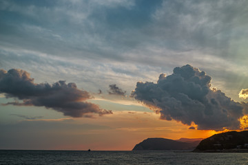 Beautiful sunset over the black sea coast