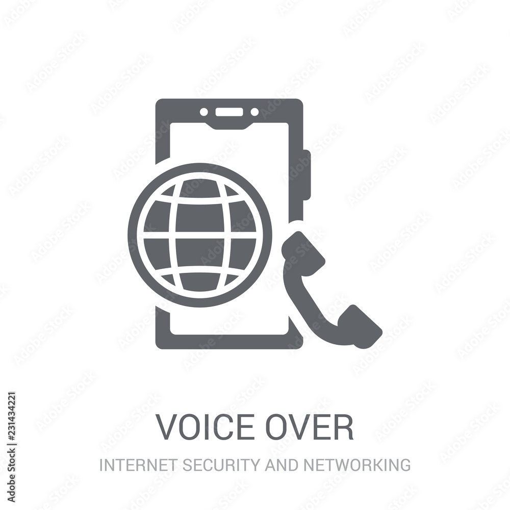 Poster voice over internet protocol icon. trendy voice over internet protocol logo concept on white backgro