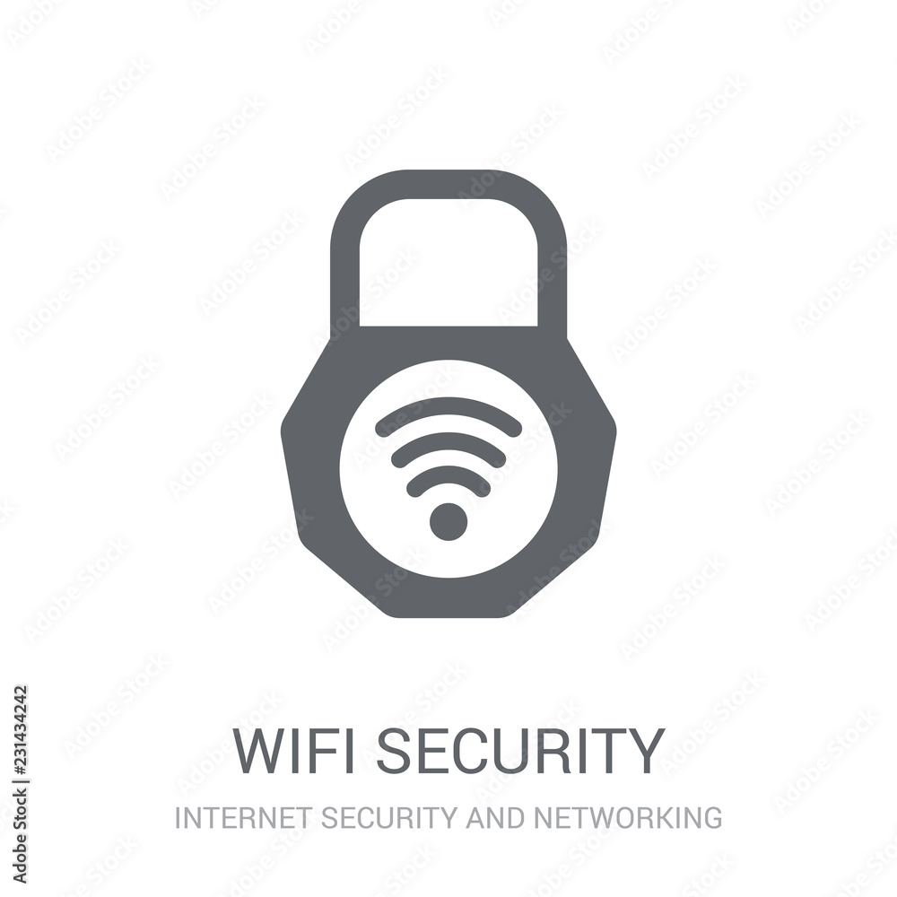 Poster wifi security icon. trendy wifi security logo concept on white background from internet security and