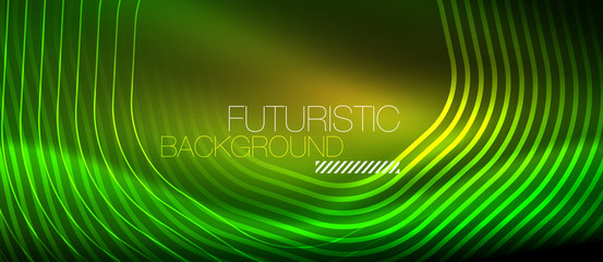 Neon glowing lines, magic energy space light concept, abstract background wallpaper design