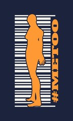 Me too hashtag. Social movement concerning sexual assault and harassment. Bar code with woman silhouette
