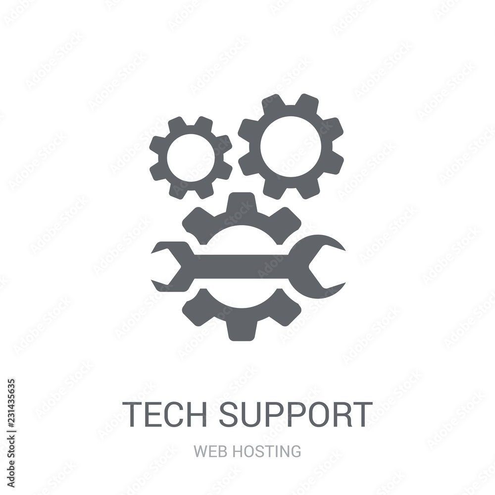 Poster tech support icon. trendy tech support logo concept on white background from web hosting collection