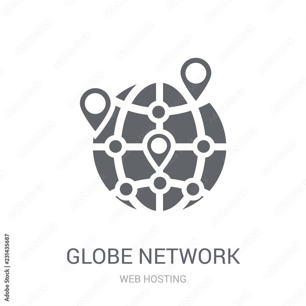Poster globe network icon. trendy globe network logo concept on white background from web hosting collectio