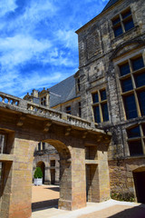 Architecture of the inner courtyard of the magnificent Chateau de Hautefort in Aquitaine, France