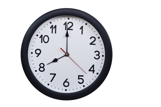Time concept with black clock at eight