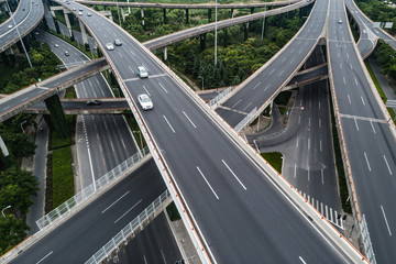 Aerial view of highway and overpass