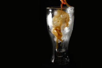 Iced Coffee on black background