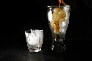Iced Coffee on black background