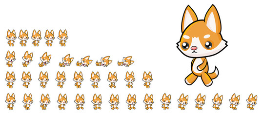 Animated Ginger Dog Game Character