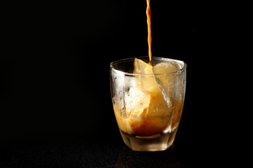 Iced Coffee on black background