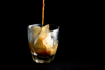 Iced Coffee on black background