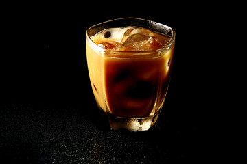 Iced Coffee on black background