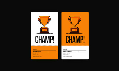 Champ Card With Simple Flat Trophy Vector Illustration 