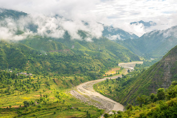 Naklejka na ściany i meble River in Mountains Lohaghat, Uttarakhand, India