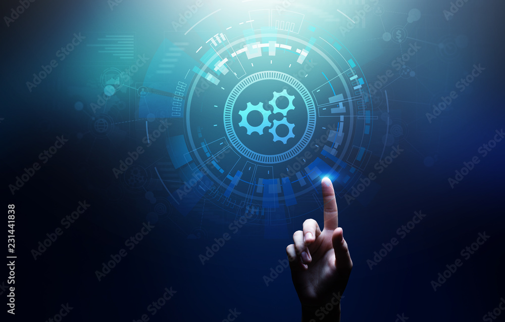Poster automation, business and industrial process workflow optimisation, software development concept on v