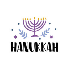Hanukkah hand drawn lettering typography