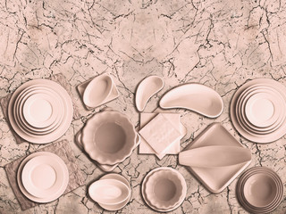 Old gray marble background with cracks. Old roman stones. Copy space.
