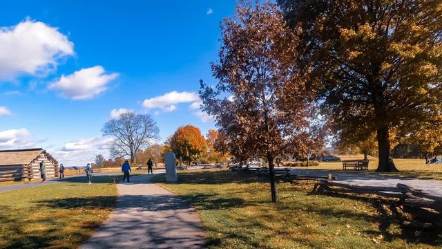 Hyperlapse Timelapse of Fall Follage at Valley Forge National Historic Park located in Valley Forge, Pennsylvania, USA