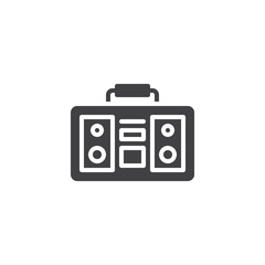 Retro boombox vector icon. filled flat sign for mobile concept and web design. Portable stereo radio cassette recorder simple solid icon. Symbol, logo illustration. Pixel perfect vector graphics