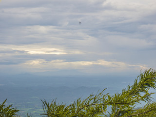 Khao Luang mountain With beautiful Blue Cloud sky in Ramkhamhaeng National Park,Sukhothai province Thailand