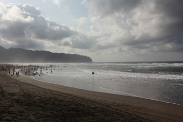 side view on the beach