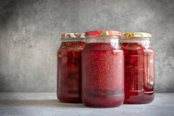 homemade jam: strawberries, raspberries