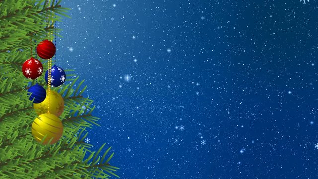 Motion graphics for christmas season background with snowflake tree and ball
